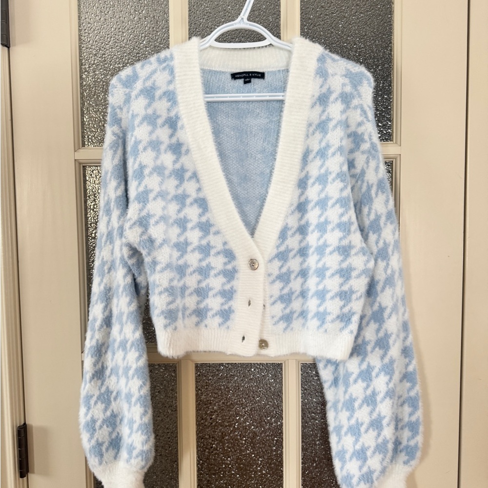 Kendall & Kylie Blue and White Cardigan